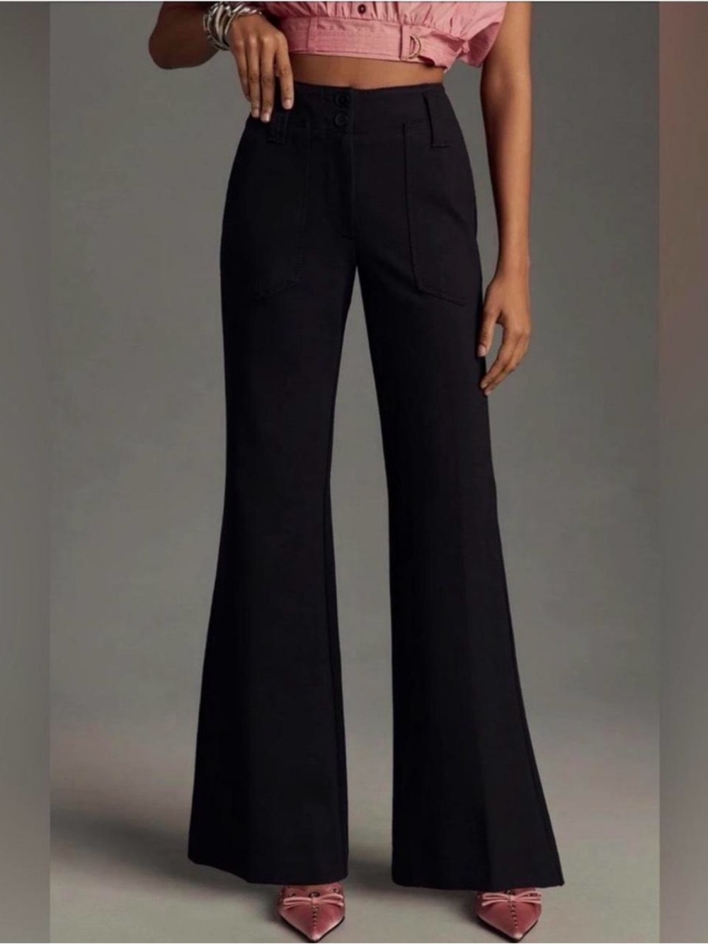 Anthropologie Maeve Pants Sz 6 The Naomi Ponte Wide-Leg Flare Grunge Stretch